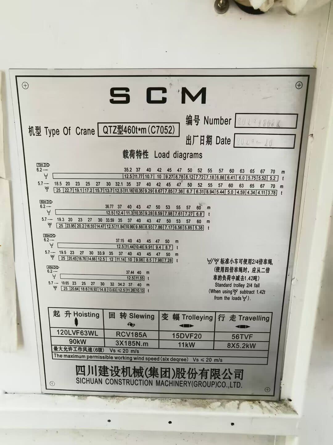 SCM QTZ7052-25 Extra-Heavy Flat-Top Tower Crane 6