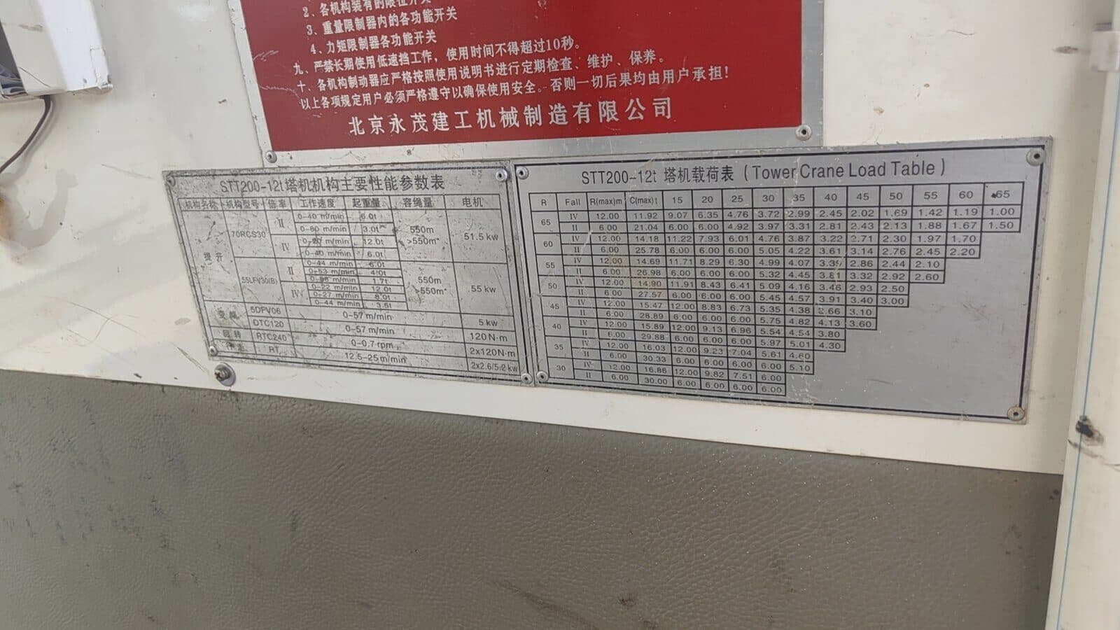 YONGMAO STT200-12 Flat-Top Tower Crane 3