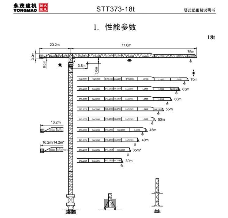 YONGMAO STT373-18T Heavy-Duty Flat-Top Tower Crane 6